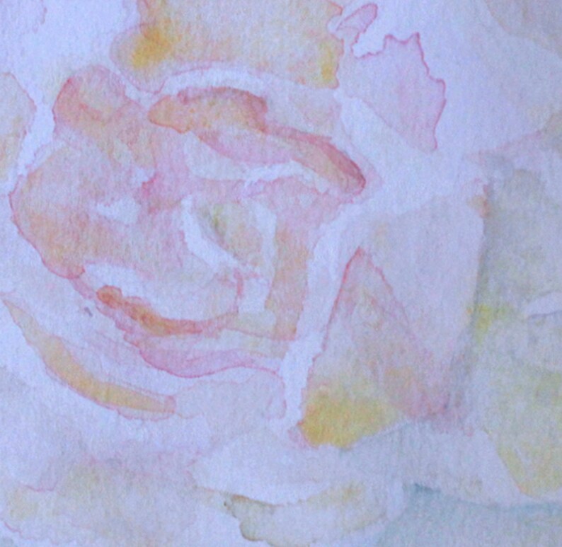 Detailed close-up of the center of the rose hightlighting the brushwork of the image.
