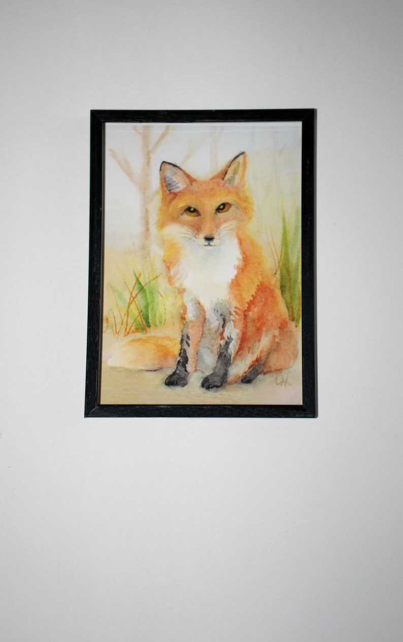 Fox Watercolor Print Woodland Animal Nursery Art Forest Wildlife Painting Red Fox Picture Home Office Kids Wall Decor Nature Lover unframed image 7