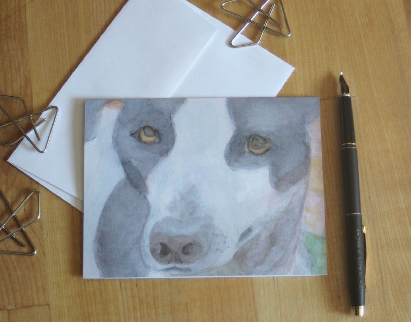Cute Dog Watercolor Note Card Blank Canine Mutt Notecard Thank - Etsy