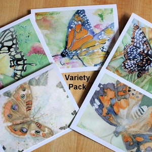 Watercolor Butterfly Note Cards Variety Pack All Occasion Card Set Butterflies Assortment Gift for Gardeners Mothers Day Teacher Grandmother