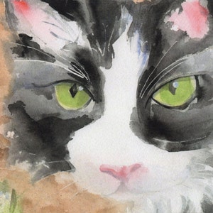 Tuxedo Cat Watercolor Note Cards Black and White Feline Notecards Halloween Invitations Thank You Birthday All Occasion Greeting Card zdjęcie 2