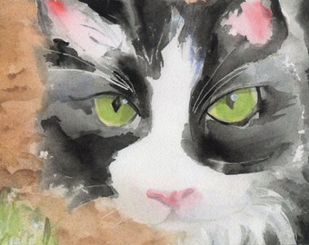 Black Cat Watercolor Note Card