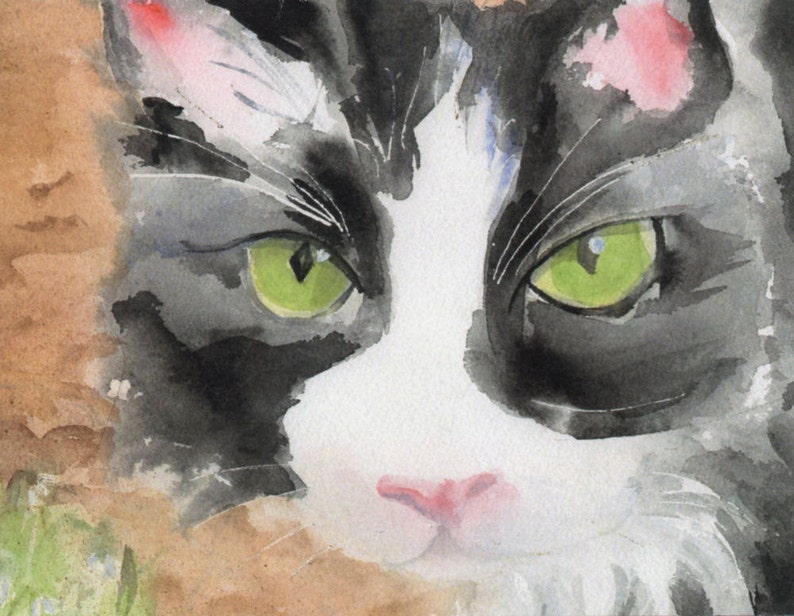 Black Cat Watercolor Note Card Bild 1