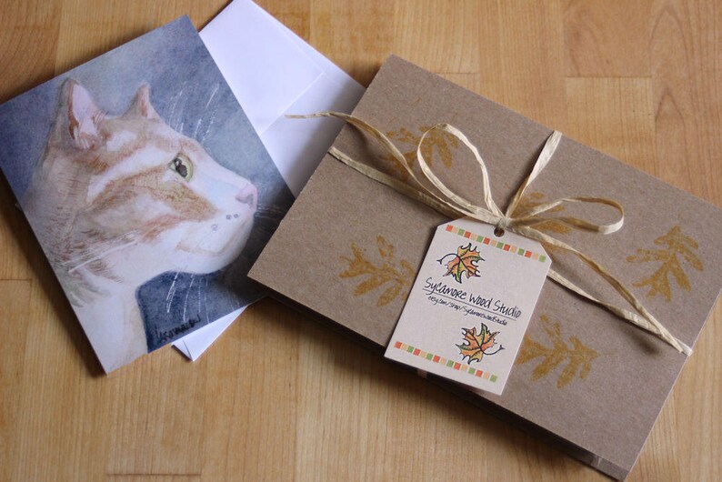 Cat Lover Note Card Set Watercolor Feline Greeting Cards Pet Sitter ...