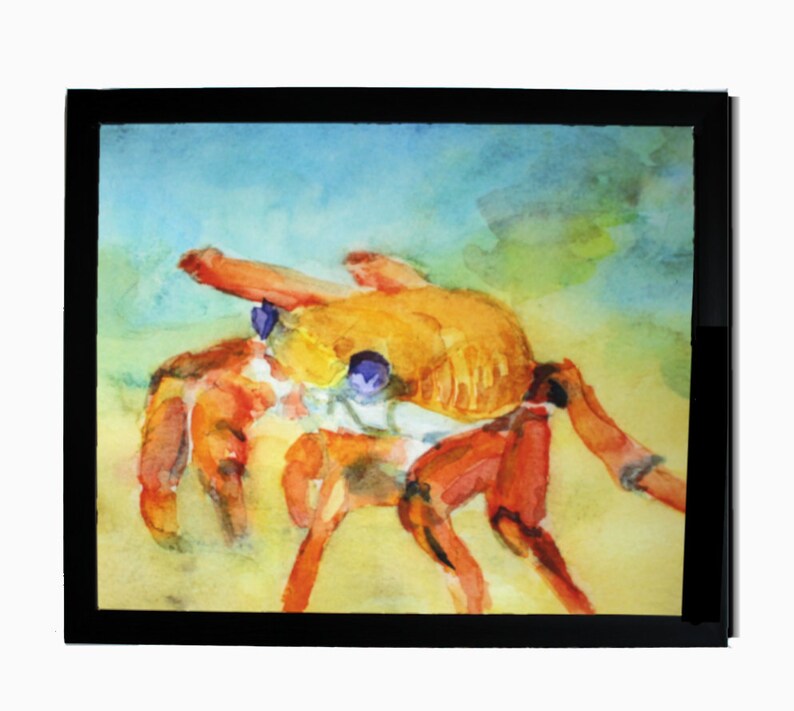 Sally Lightfoot Crab Watercolor Art Print Beach House Picture Seashore Painting Marine Life Artwork Shore Life Seaside Large Format unframed image 3