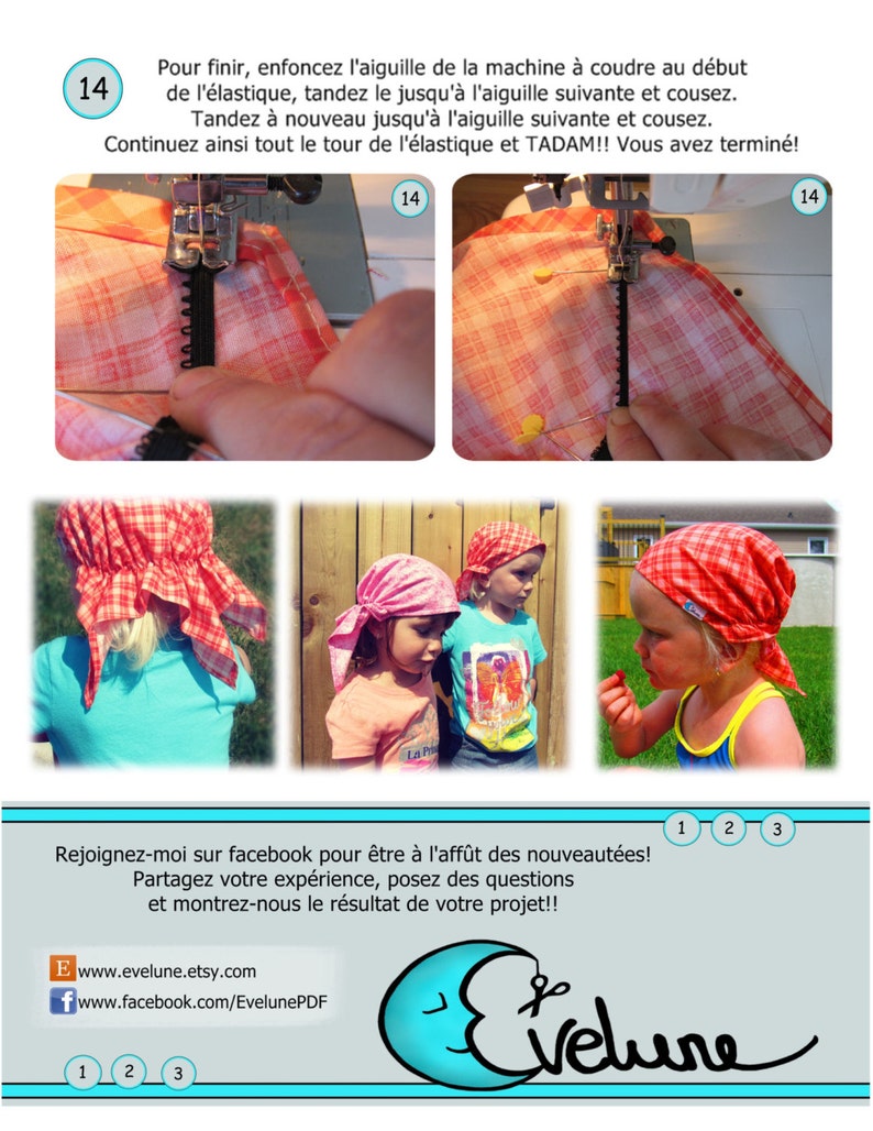 Patron Fran U00e7ais Patron Chapeau Foulard U00e9lastique Nouveau N U00e9 Enfant 3 Grandeur Incluse Foulard Ajustable
