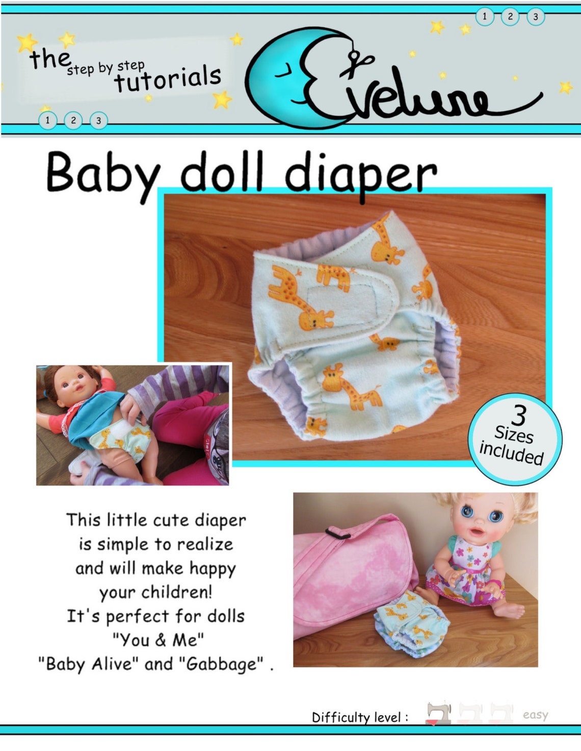 Baby Doll Diaper PDF/ English Pattern / Doll Diaper / Doll Etsy