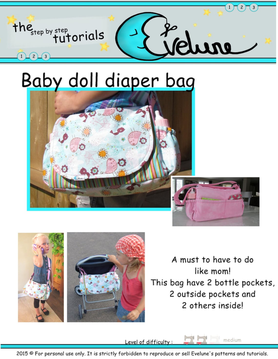 Baby doll diaper bag pattern / PDF / English pattern / doll Etsy