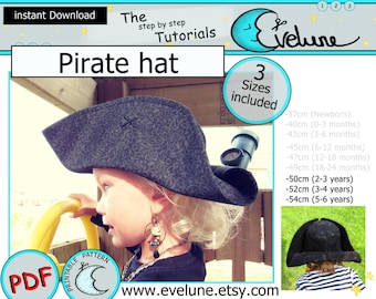 Pirate Hat PDF Pattern English Sizes Included Tricorn Hat