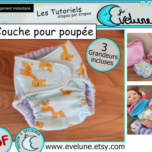 Couche pour poupée PDF/ Français / Jouet / Poupée / Enfant / Tutoriel / Couture / Patron / Tissu / Bébé / DIY