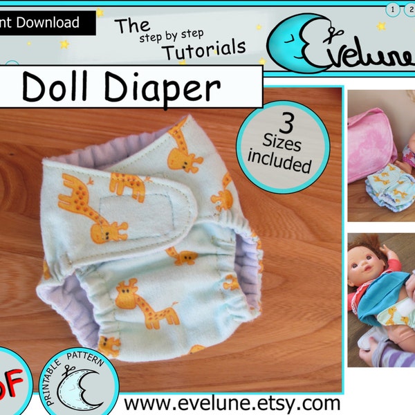 Baby doll diaper PDF/ English pattern / doll diaper / doll diaper pattern / children toys / doll accessories / DIY