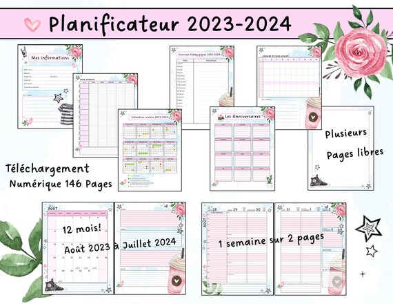 CSSDN Agenda Imprimable 2023 2024 Éducatrice, Planificateur Scolaire, 5  Périodes , Jour Cycle Et Fériés Inclus 