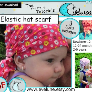 Peut inclure: Un foulard de tête élastique à fleurs rose et jaune pour bébés et tout-petits. Le foulard est noué à l'arrière de la tête. Le modèle comprend trois tailles : nouveau-né-12 mois, 12-24 mois et 2-6 ans.