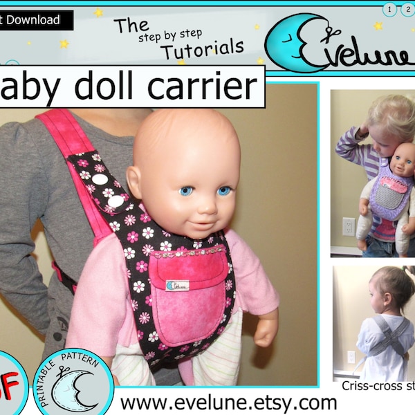 Baby doll carrier pattern / PDF / English pattern / baby doll holder / doll accessories / pretend play baby carrier/ Evelune