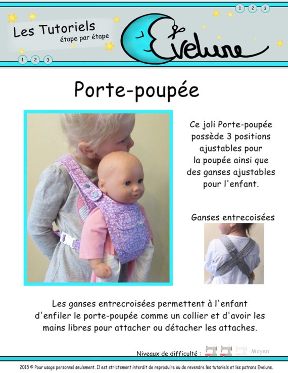 Porte-poupée pour enfant PDF / Patron Français / Porte poupée / porte-bébé  pour enfants / accessoire de poupée / Evelune -  Canada