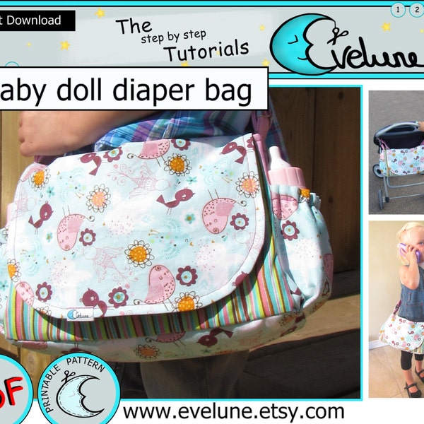 Baby doll diaper bag pattern / PDF / English pattern / doll bag / bag pattern / children bag / doll accessories