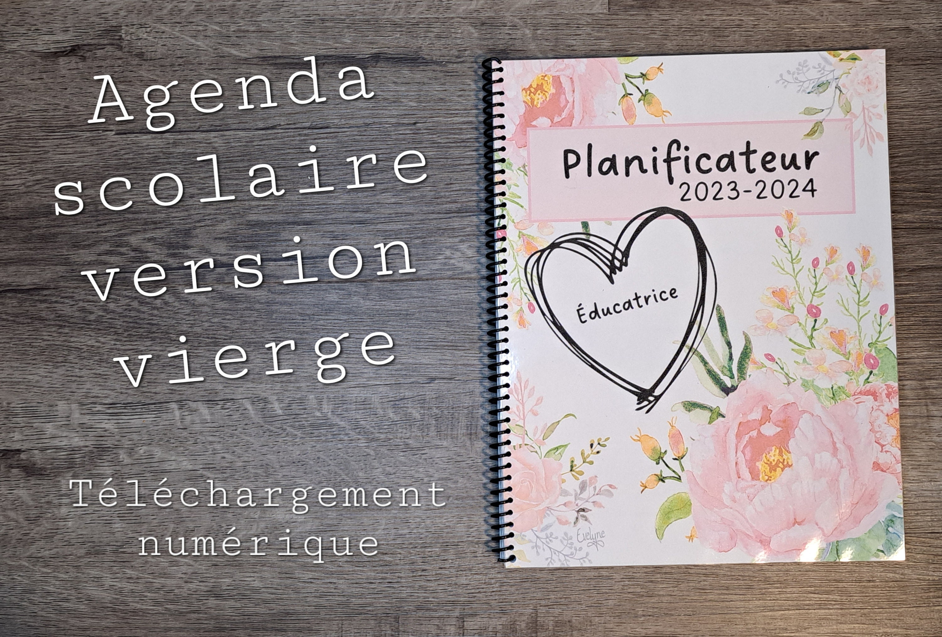 Agenda Imprimable 23-24 Éducatrice , Planificateur Scolaire, 5 Périodes ,  Jour Cycle à Remplir 