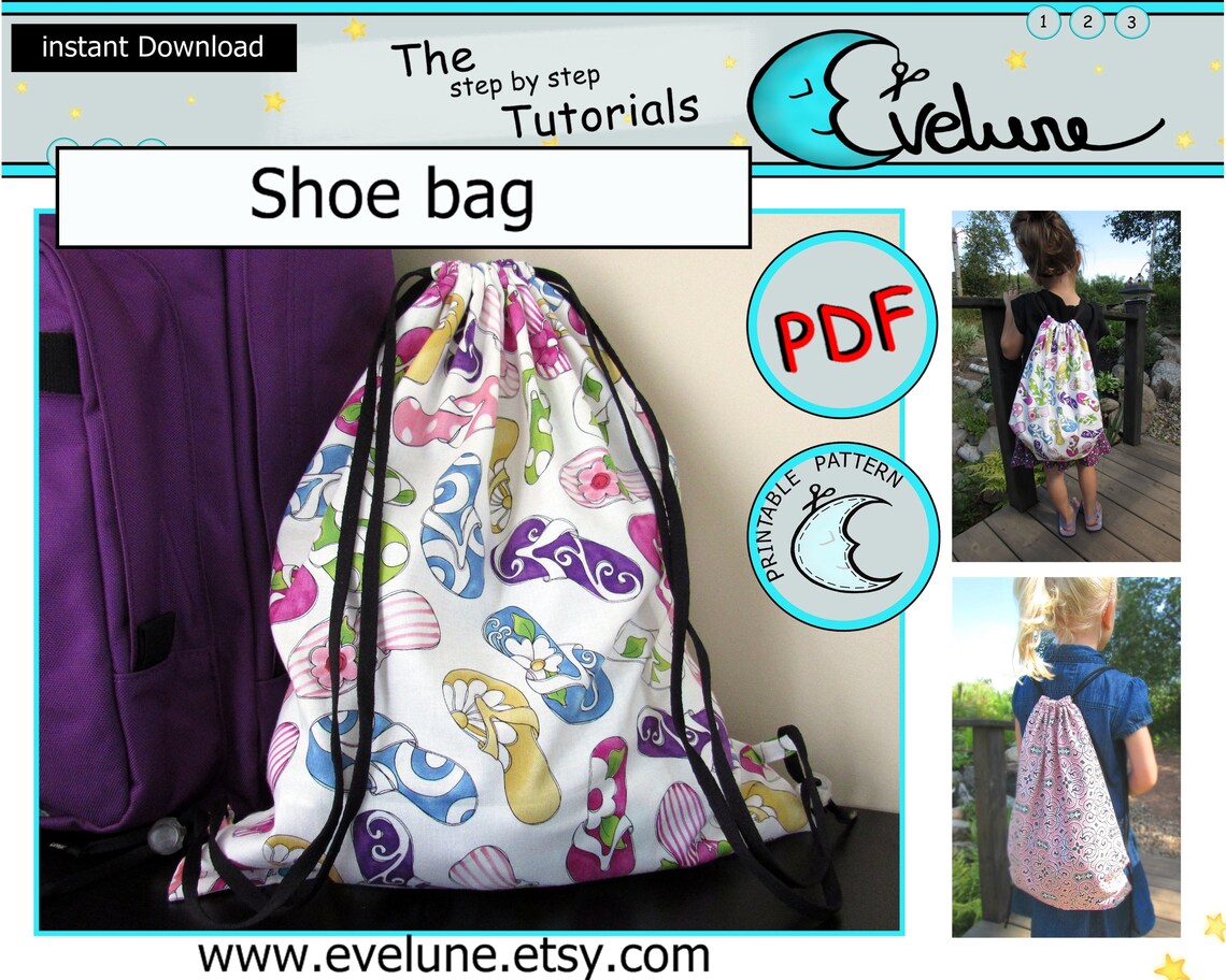 Shoe bag pattern / PDF / English pattern / kids bag / holdall Etsy Canada