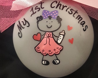 Baby Girl 1st Christmas / Hand Paint Baby Gift / Personalized 1st Xmas Gift / Personalized Baby Gift / Baby Girl Shower Gift / Baby Reveal