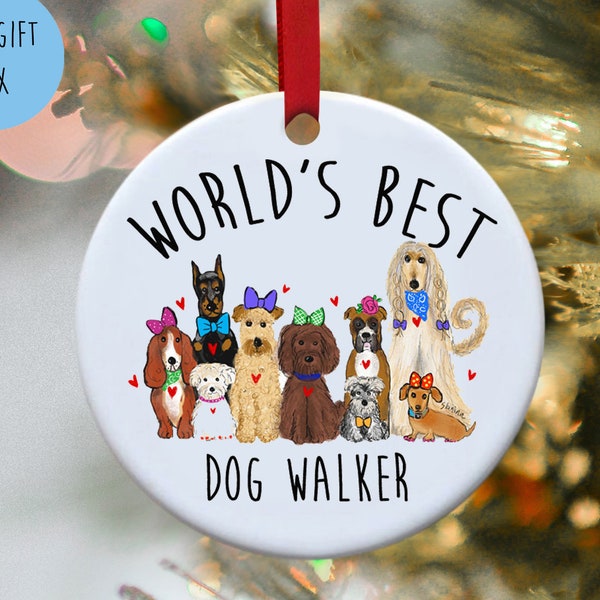 Personalized Christmas ornament for dog walker - Gift for dog sitter - Pet sitter ornament - Dog lovers Christmas gift customized