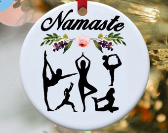 Personalized yoga Christmas ornament for Namaste - gift for her - holiday present for women
