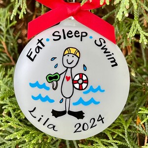 Swimmer Custom Christmas Ornament , Gift for Swim Team , Lifeguard Holiday Present , Gift For Son . Gift for Daughter , Personalized Gift