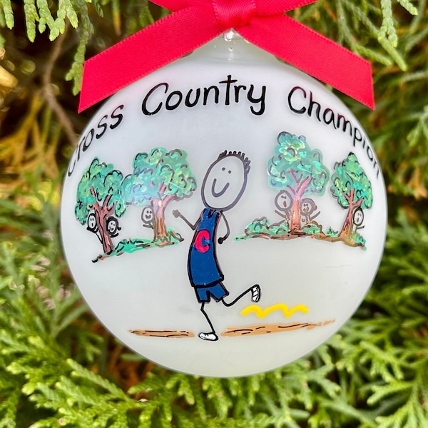 Cross Country Runner Christmas Ornament , Gift For High School Runner , Track Star Boy , Gift for Son , Long Distance Runner , Gift for Him