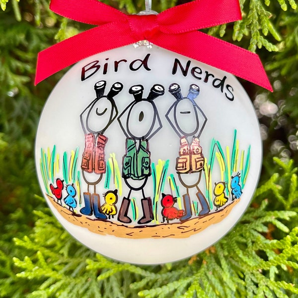 Birdwatching Christmas Ornament , Birdwatcher Gift , Bird Lovers Holiday Present , Gift for Grandpa , Present For Grandma , Hiker ornament