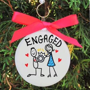 Engaged personalized Christmas gift - holiday present for engagement - Proposal holiday ornament - she said yes immagine 1