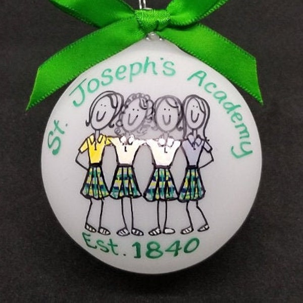 School girl custom personalized Christmas ornaments - high school group of girls - fundraiser ornaments