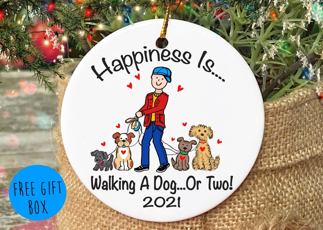 Dog Walker Christmas Ornament , Male Dog Sitter Personalized Gift