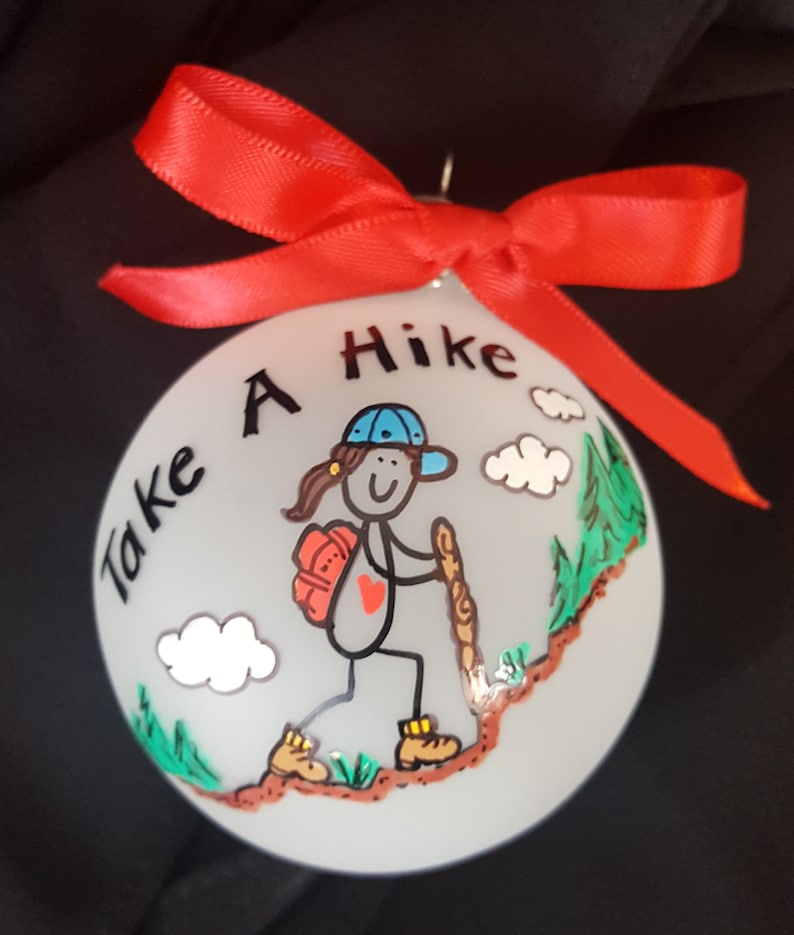 Mountains are calling Take a Hike Personalized Christmas ornament Hand
