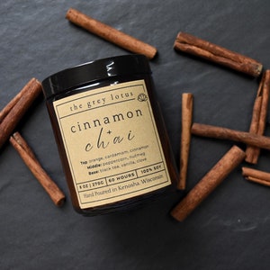 Cinnamon Candle, Chai Soy Candle, Relaxation Candle, 8oz Holiday Candle Jar, Cute Amber Jar Candle, Soy Wax Scented Candle
