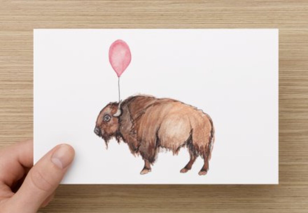 Bison Birthday Card 5x7 Flat Blank Backside Bison Balloon Etsy bison-birthday-card-5x7-flat-blank-backside-bison-balloon-etsy