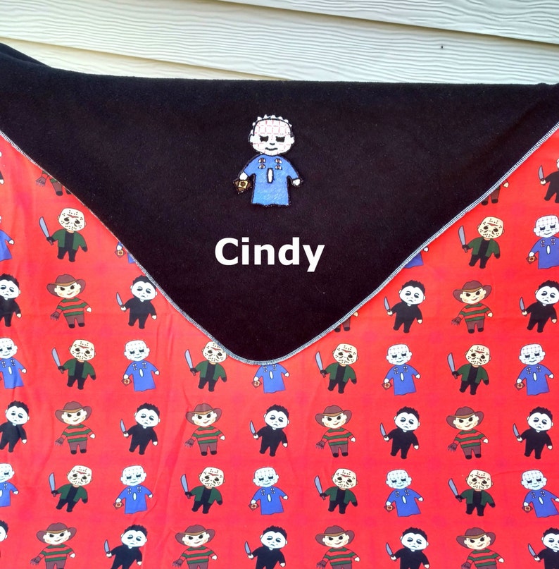 Blanket Onesie Bib and Burp Cloth Custom Made Pinhead Horror Inspired Baby Gift Set