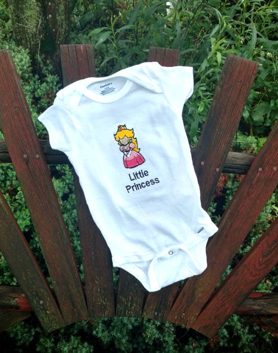 Princess Peach Onesie baby layette Nintendo Super Mario Etsy
