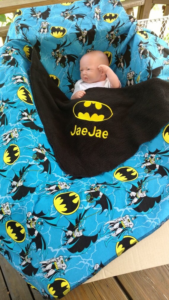 Batman Inspired Fleece Baby/Kids Blanket Personalized Name Etsy