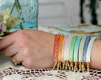 Bar Bracelet - Skinny Bracelet - Delicate Bracelet - Floral Bracelet - Romantic Jewelry - Bracelet for Wife - Jewelry For Mom