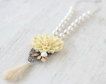 Tassel Necklace - Boho Beaded Tassel Necklace - Mothers Day Gift - Gift for Mom - Bohemian Tassel Jewelry - Tassel Jewelry Necklace