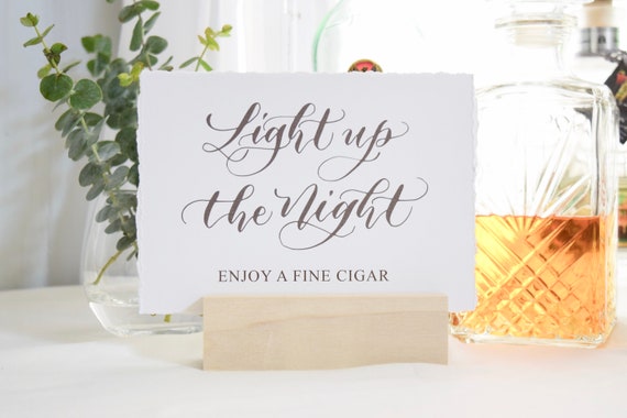 Grey Watercolour Lights Cigar Bar Personalised Wedding Sign