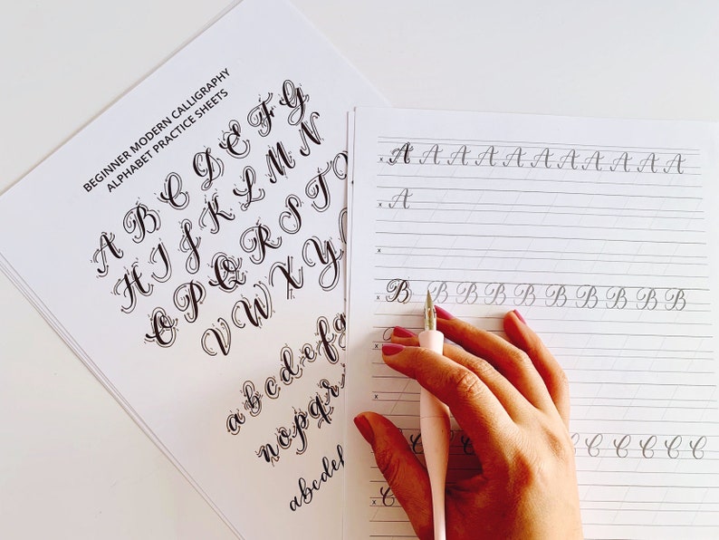 modern calligraphy practice alphabet printable learn etsy