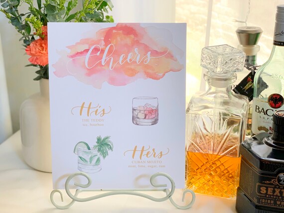 Wedding Signature Drinks Bar Menu Wedding Reception Bar Etsy