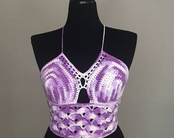 Top de Crochê - Top Sexy de Crochê - Top Crop - Top Trendy Verão - Top Festival: SHELLS