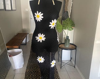Crochet Dress - Crochet Daisy Dress - Crochet Summer Dress - Handmade Crochet Dress - Crochet Festival Dress - Sexy Dress - Cover Up Dress