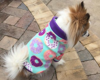 Donut Fleece Hoodie, Lightweight Pet Sweater, for Small Breeds