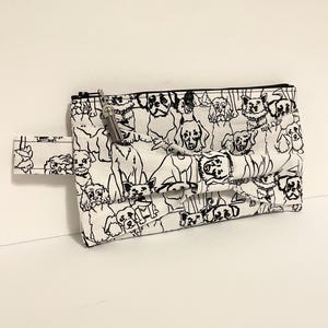 Pochette à glissière avec imprimé chiot et chien