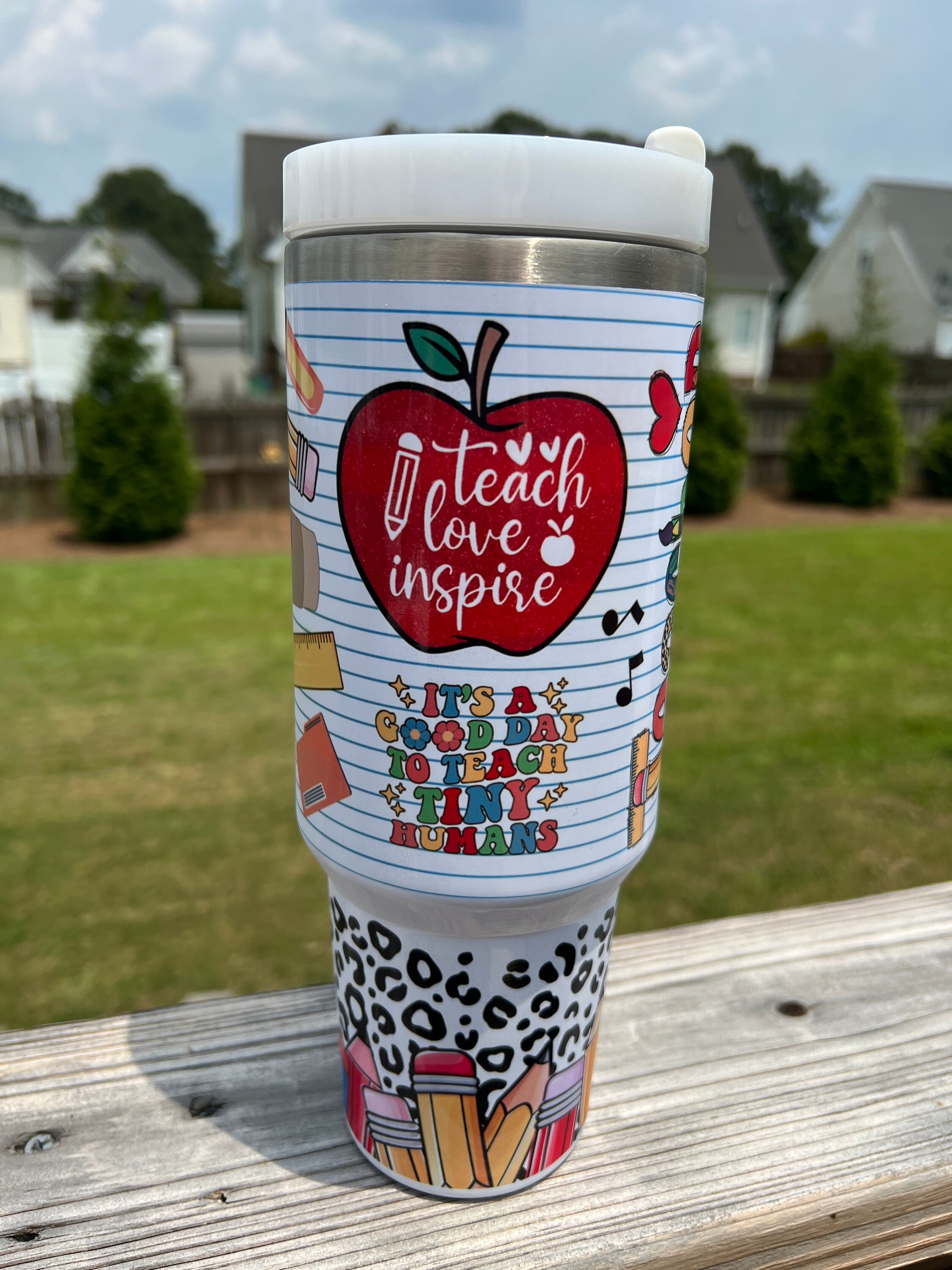 Teacher Gift Teacher Life 40 Oz. Tumbler With Handle and Straw 