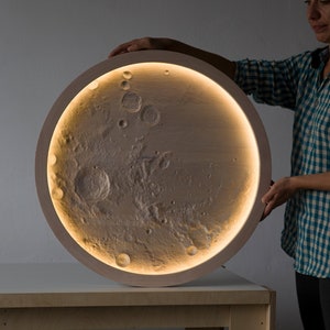 Wooden Wall Lamp - &quot;White Eclipse&quot; / Led Wall Lamp