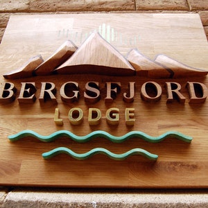 Outdoor Wooden Mountain Sign image 1