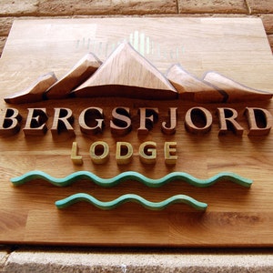 Outdoor Wooden Mountain Sign